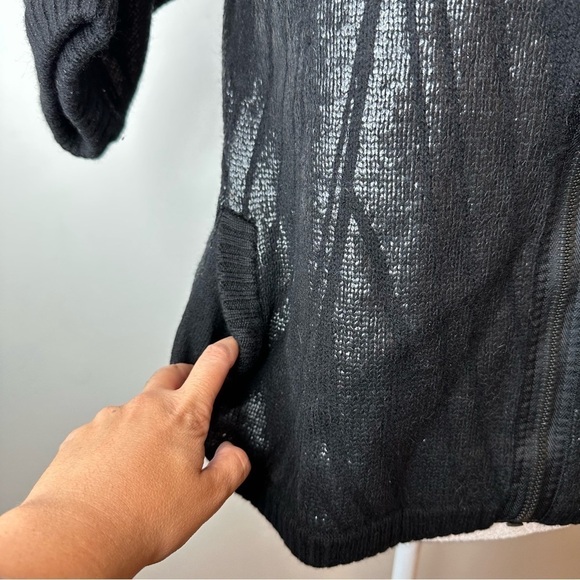 Diane Von Furstenberg Sweater Cardigan 100% Wool Zip Up Metallic Stripe Size S M - Picture 7 of 13